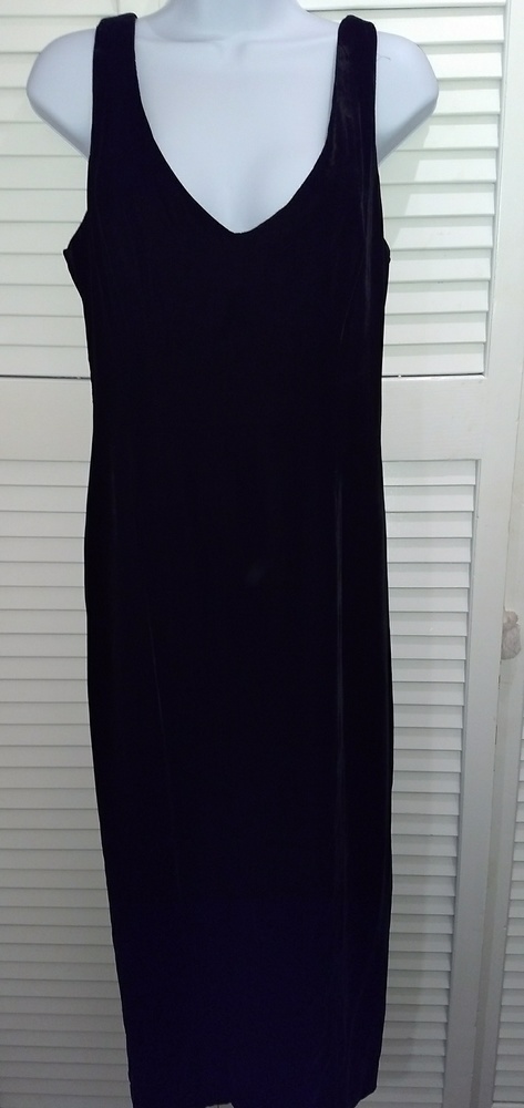 Limited ankle lgth black velvet column dress Sz 8